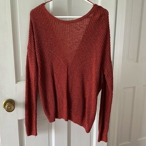 rust open back sweater